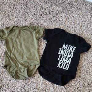 Grunt Style Kids Bodysuit Set in Black and Olive